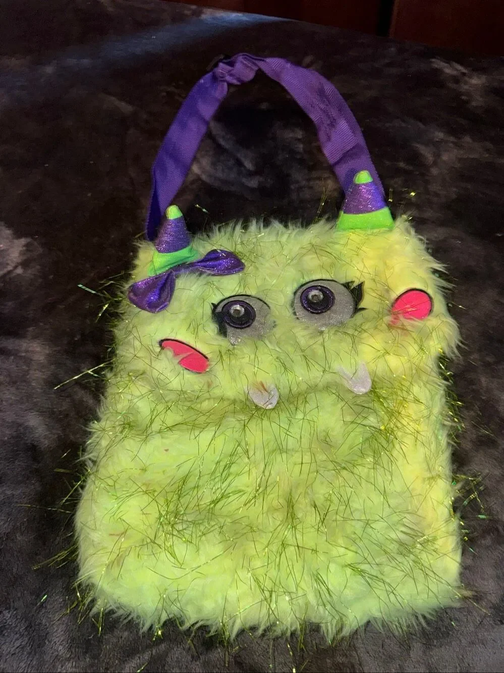 Justice fuzzy monster purse